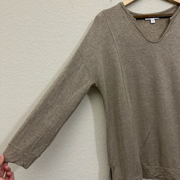 J. JILL L/S Tranquility Fleece Tunic Top in Bark Heather #250861 - Picture 3 of 9